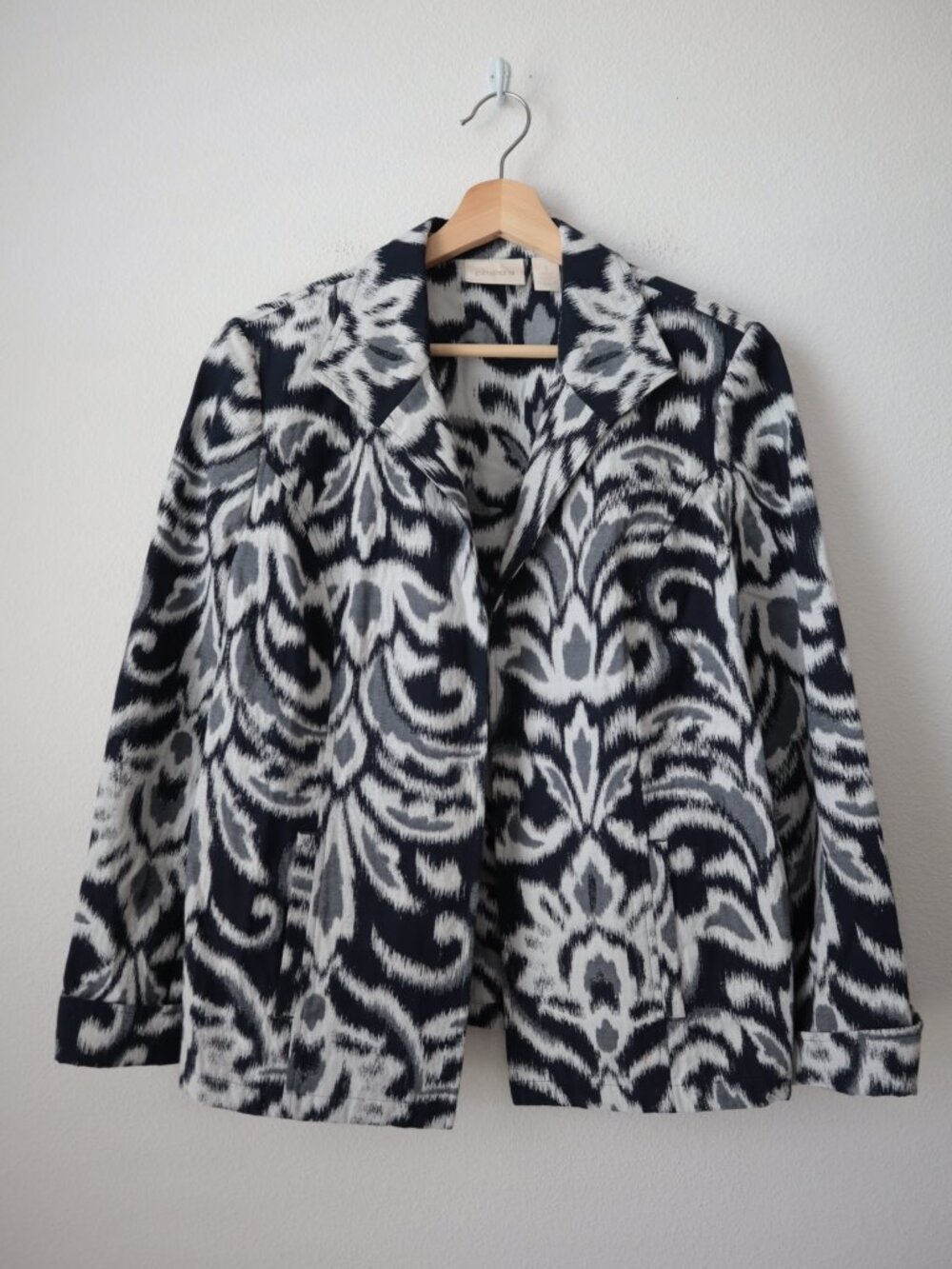 Chico's Lightweight Jacquard Open Front Blazer Jacket | M